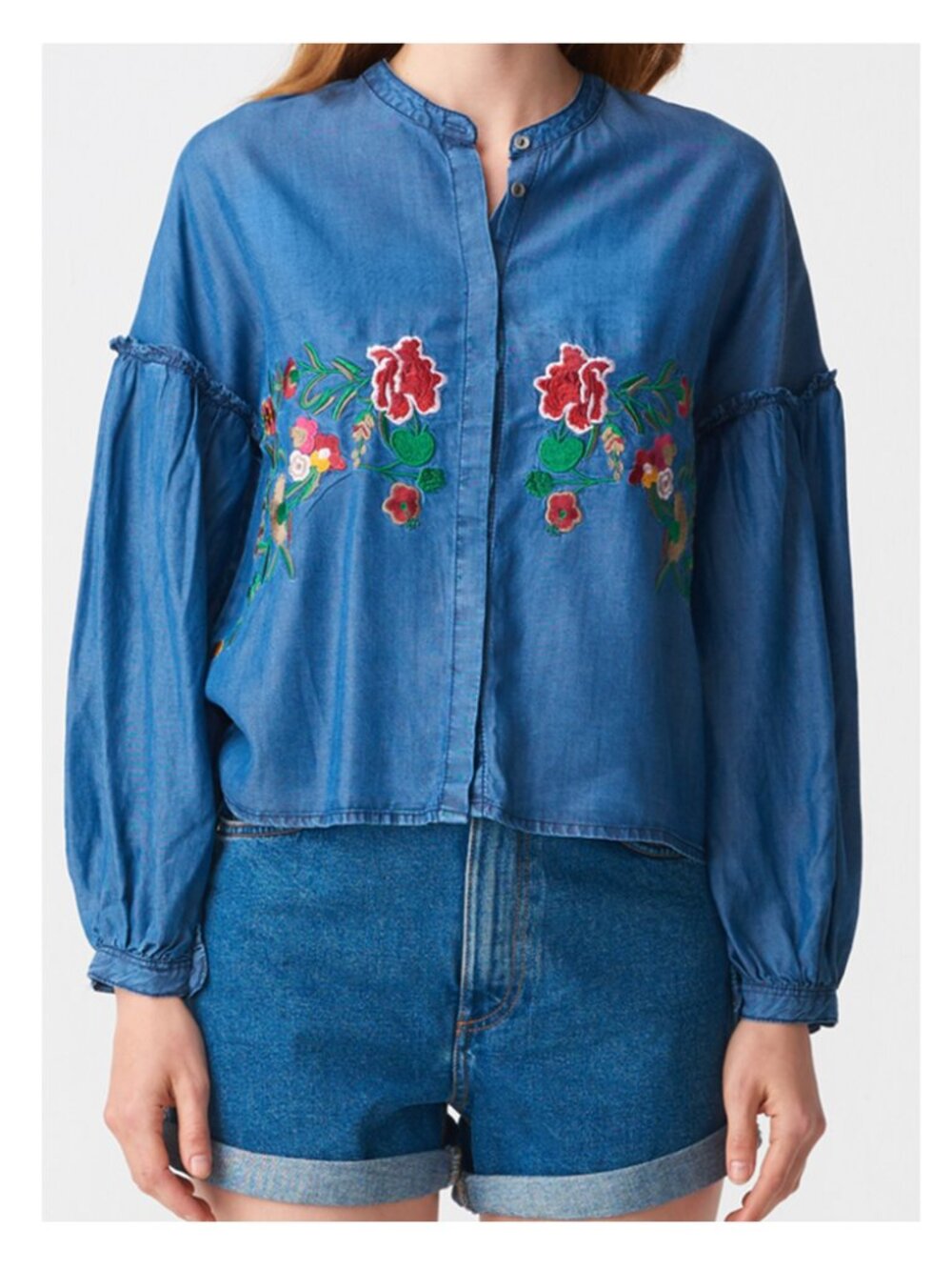 ONLY Sara long sleeve denim shirt blouse